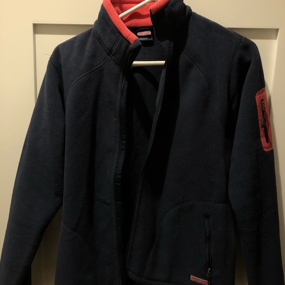 Vineyard Vines Jackets & Blazers - Navy Vineyard Vines fleece, pink trim, size small